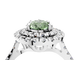 White gold Double Halo Fancy Green Pear  Diamond Pave Band with Four-Prong Setting_47