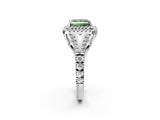 White gold Double Halo Fancy Green Princess Cut Diamond Split Shank Engagement Ring with Four-Prong Setting_17