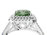 White gold Double Halo Fancy Green Princess Cut Diamond Split Shank Engagement Ring with Four-Prong Setting_19