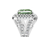 White gold Double Halo Fancy Green Princess Cut Diamond Split Shank Engagement Ring with Four-Prong Setting_20