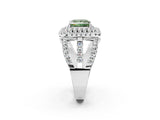 White gold Double Halo Fancy Green Princess Cut Diamond Split Shank Pave Set Ring_5