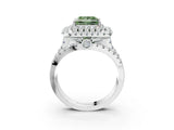 White gold Double Halo Fancy Green Princess Cut Diamond Split Shank Pave Set Ring_6