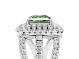 White gold Double Halo Fancy Green Princess Cut Diamond Split Shank Pave Set Ring_8
