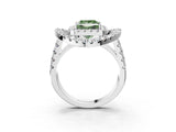 White gold Double Halo Fancy Green Princess Cut Diamond Split Shank Prong Setting Ring_3