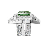 White gold Double Halo Fancy Green Princess Cut Diamond Split Shank Prong Setting Ring_5