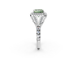 White gold Double Halo Fancy Green Princess  Cut Diamond Split Shank Ring with Four Prong Setting_2