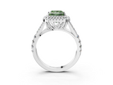 White gold Double Halo Fancy Green Princess  Cut Diamond Split Shank Ring with Four Prong Setting_3