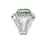 White gold Double Halo Fancy Green Princess  Cut Diamond Split Shank Ring with Four Prong Setting_5