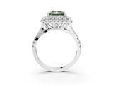 White gold Double Halo Fancy Green Princess  Cut Pave Split Shank Prong Set Ring_18