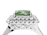 White gold Double Halo Fancy Green Princess  Cut Pave Split Shank Prong Set Ring_19