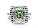 White gold Double Halo Fancy Green Princess  Diamond Pave Band with Four-Prong Setting_17