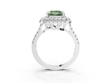 White gold Double Halo Fancy Green Princess  Diamond Pave Band with Four-Prong Setting_20