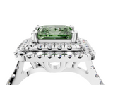White gold Double Halo Fancy Green Princess  Diamond Pave Band with Four-Prong Setting_21