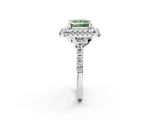 White gold Double Halo Fancy Green Princess  Diamond Pave Band with Four-Prong Setting_24
