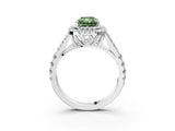 White gold Double Halo Fancy Green Radiant Cut Diamond Split Shank Engagement Ring with Four-Prong Setting_18
