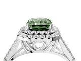 White gold Double Halo Fancy Green Radiant Cut Diamond Split Shank Engagement Ring with Four-Prong Setting_19