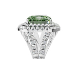White gold Double Halo Fancy Green Radiant Cut Diamond Split Shank Engagement Ring with Four-Prong Setting_20