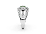White gold Double Halo Fancy Green Radiant Cut Diamond Split Shank Pave Set Ring_5