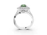 White gold Double Halo Fancy Green Radiant Cut Diamond Split Shank Pave Set Ring_6