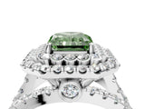 White gold Double Halo Fancy Green Radiant Cut Diamond Split Shank Pave Set Ring_7