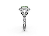 White gold Double Halo Fancy Green Radiant  Cut Diamond Split Shank Ring with Four Prong Setting_22