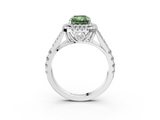 White gold Double Halo Fancy Green Radiant  Cut Diamond Split Shank Ring with Four Prong Setting_23