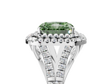 White gold Double Halo Fancy Green Radiant  Cut Diamond Split Shank Ring with Four Prong Setting_25