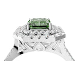White gold Double Halo Fancy Green Radiant  Cut Pave Split Shank Prong Set Ring_19