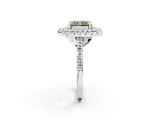 White gold Double Halo Fancy Green Radiant  Diamond Pave Band with Four-Prong Setting_45