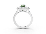 White gold Double Halo Fancy Green Radiant  Diamond Pave Band with Four-Prong Setting_46