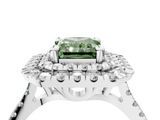 White gold Double Halo Fancy Green Radiant  Diamond Pave Band with Four-Prong Setting_47