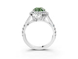 White gold Double Halo Fancy Green Round Cut Diamond Split Shank Engagement Ring with Four-Prong Setting_30
