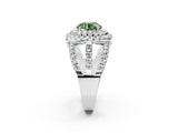 White gold Double Halo Fancy Green Round Cut Diamond Split Shank Pave Set Ring_5