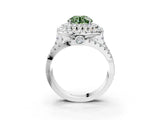 White gold Double Halo Fancy Green Round Cut Diamond Split Shank Pave Set Ring_6