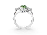 White gold Double Halo Fancy Green Round Cut Diamond Split Shank Prong Setting Ring_3