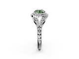 White gold Double Halo Fancy Green Round  Cut Diamond Split Shank Ring with Four Prong Setting_22