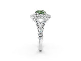 White gold Double Halo Fancy Green Round  Cut Pave Split Shank Prong Set Ring_17
