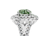 White gold Double Halo Fancy Green Round  Cut Pave Split Shank Prong Set Ring_20