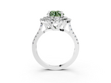 White gold Double Halo Fancy Green Round  Diamond Pave Band with Four-Prong Setting_80