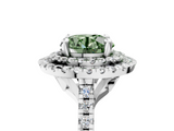 White gold Double Halo Fancy Green Round  Diamond Pave Band with Four-Prong Setting_82