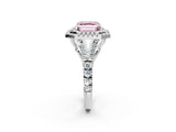 White gold Double Halo Fancy Pink Asscher Cut Diamond Split Shank Engagement Ring with Four-Prong Setting_5