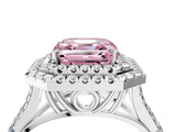 White gold Double Halo Fancy Pink Asscher Cut Diamond Split Shank Engagement Ring with Four-Prong Setting_7