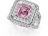 White gold Double Halo Fancy Pink Asscher Cut Diamond Split Shank Pave Set Ring_4