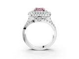 White gold Double Halo Fancy Pink Asscher Cut Diamond Split Shank Pave Set Ring_6