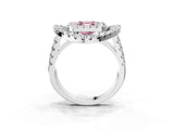 White gold Double Halo Fancy Pink Asscher Cut Diamond Split Shank Prong Setting Ring_3