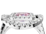 White gold Double Halo Fancy Pink Asscher Cut Diamond Split Shank Prong Setting Ring_4