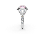 White gold Double Halo Fancy Pink Asscher  Cut Diamond Split Shank Ring with Four Prong Setting_2