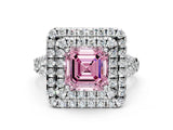 White gold Double Halo Fancy Pink Asscher  Cut Pave Split Shank Prong Set Ring_15