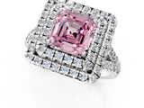 White gold Double Halo Fancy Pink Asscher  Cut Pave Split Shank Prong Set Ring_16