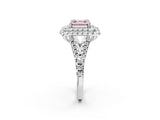 White gold Double Halo Fancy Pink Asscher  Cut Pave Split Shank Prong Set Ring_17